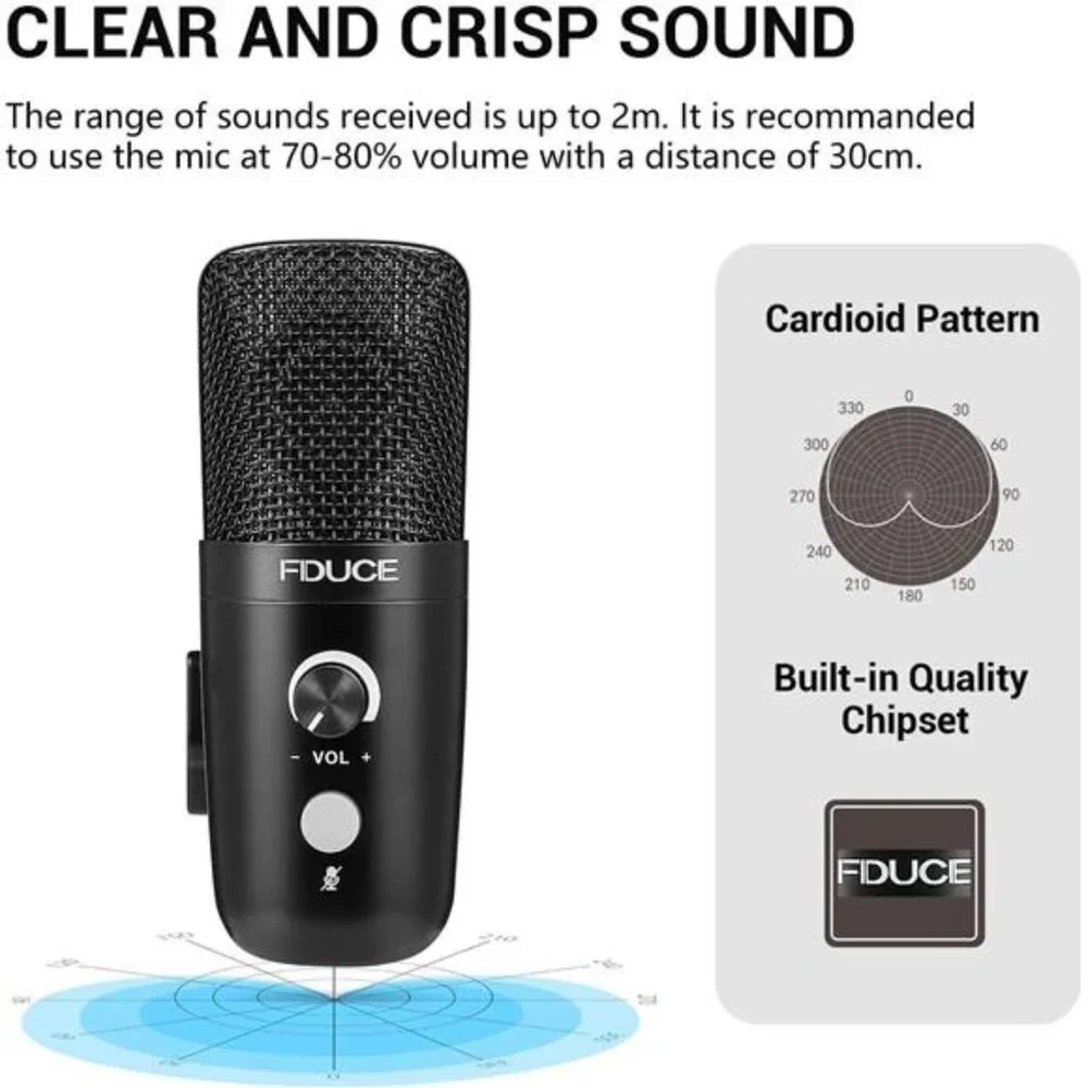USB Plug&Play Computer Microphone, Professional Studio PC Mic with Tripod
